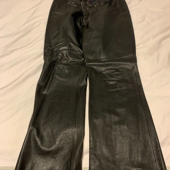 RALPH LAUREN Real Leather lined pants, size 12, threaded belt, petite, vintage - Picture 3 of 10